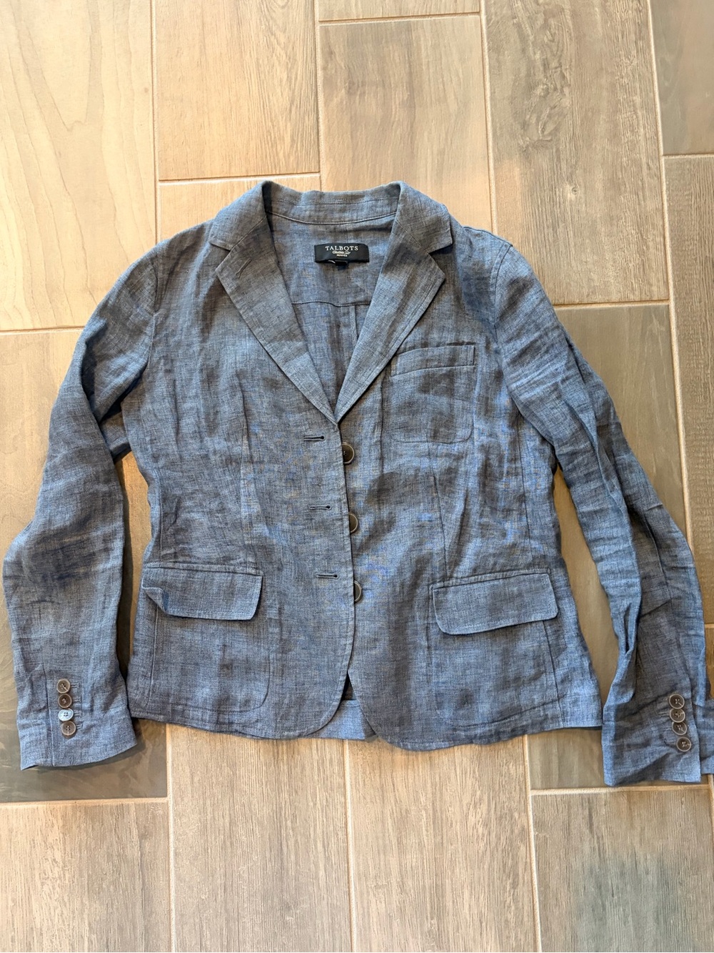 Talbots Linen Blend Notch-Collar Blazer